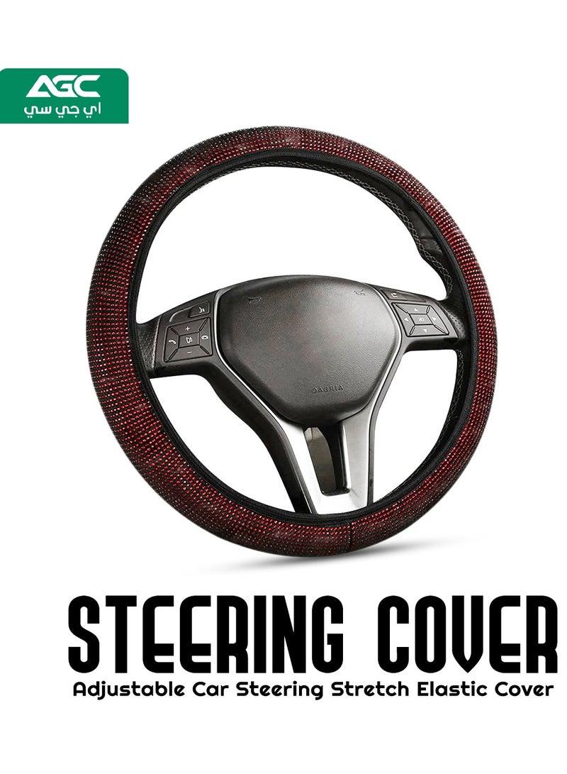 Agc Elastic Steering Wheel Cover DIY Steering Cover Adjustable Car Steering Cover Stretch Red - Image 1