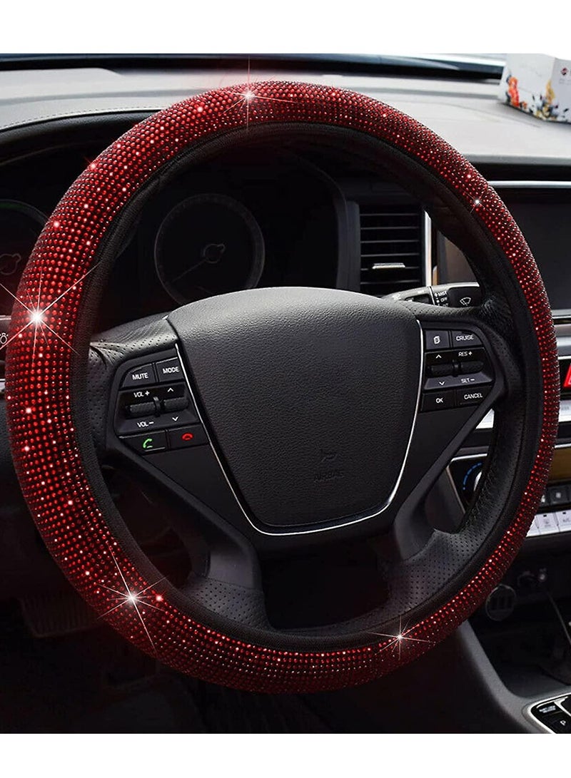 Agc Elastic Steering Wheel Cover DIY Steering Cover Adjustable Car Steering Cover Stretch Red - Image 5