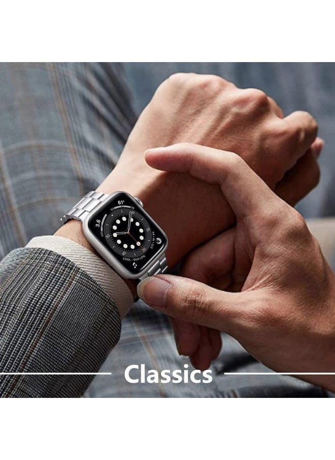 Lerobo - Compatible for Apple Watch Band 38mm 41mm 40mm 44mm 42mm 45mm 49mm,Stainless Steel Metal Band for Apple with 2 Pack Protective Case for Series 9/8/7/6/5/4/3/2/1/SE/SE2/Ultra/Ultra2 Men Women - Image 1