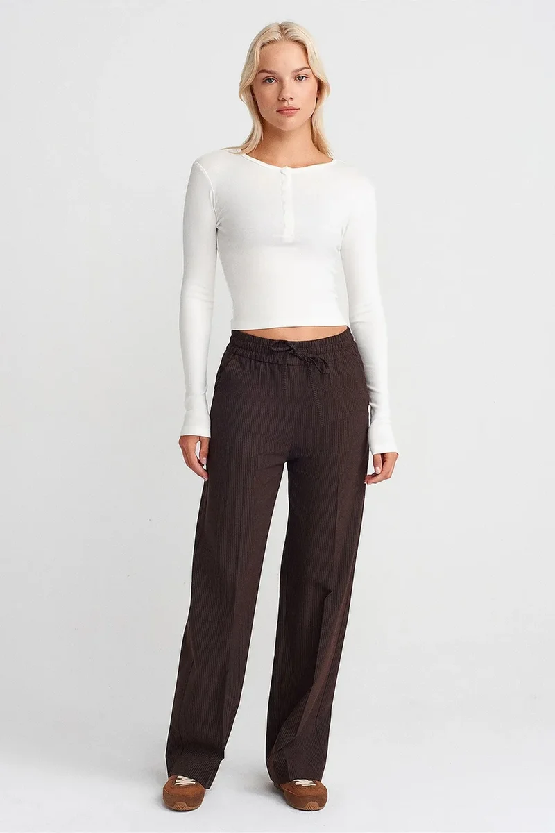 DILVIN Wide-Leg Pull-On Trousers