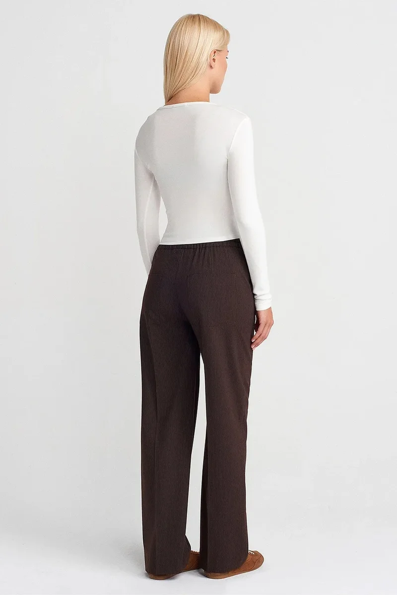 Dilvin Coffee Brown DILVIN Wide-Leg Pull-On Trousers for Women | Best Price UAE