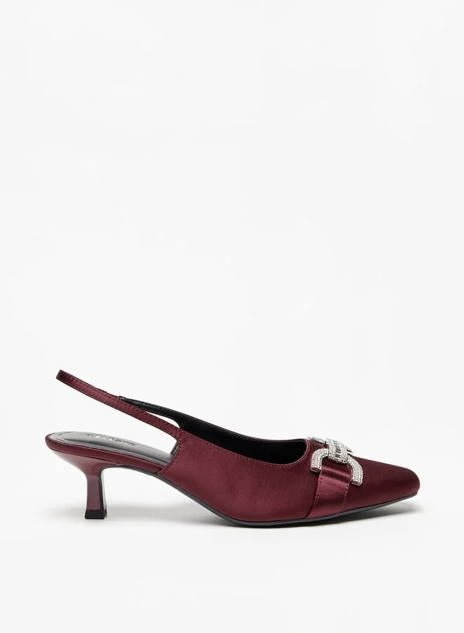 Celeste Women's Embellished Slingback Sandals with Kitten Heels