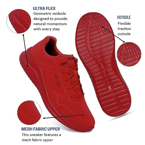 Skechers Mens Ultra Flex 2.0 Casual Shoes Vegan Air-Cooled Memory Foam Insole and Lightweight Midsole Red - 6 UK (232209) - Image 3