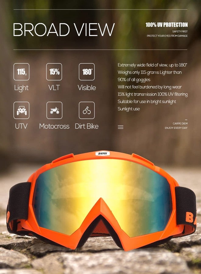 BATFOX نظارات باتفوكس للدراجات النارية ATV معدات الدراجات النارية ركوب موتوكروس دراجة ترابية 4 عجلات MX DH ملحقات نظارات للرجال والنساء والشباب حماية UV400 مضادة للغبار حزام مضاد للانزلاق - Image 5