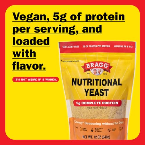 Bragg Premium Nutritional Yeast Seasoning - Vegan, Gluten Free – Good Source of Protein & Vitamins – Nutritious Savory Parmesan Cheese Substitute (Original, 12 Ounce (Pack of 1)) - Image 2