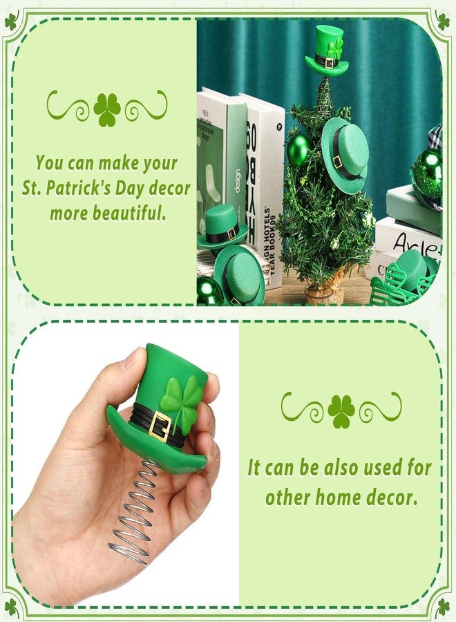 Queekay 4 Inches St Patrick's Day Hat Miniature Tree Topper Green Irish Lucky Shamrock Ornaments Mini Tree Topper Decorations for Holiday Party Supplies Gift - Image 3