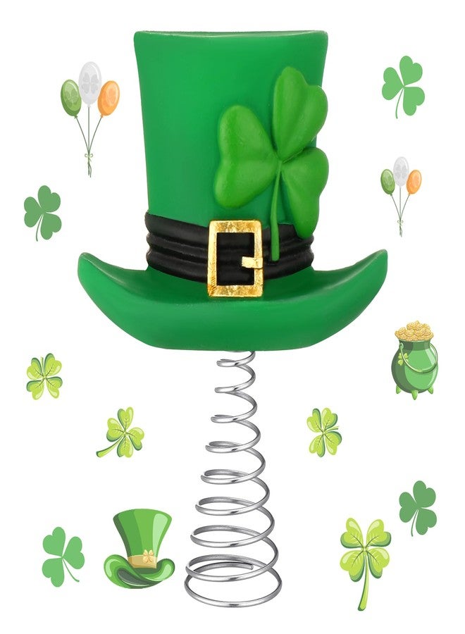 Queekay 4 Inches St Patrick's Day Hat Miniature Tree Topper Green Irish Lucky Shamrock Ornaments Mini Tree Topper Decorations for Holiday Party Supplies Gift - Image 1