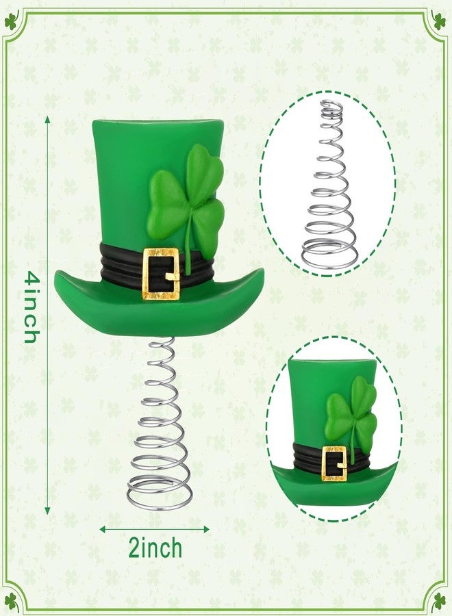Queekay 4 Inches St Patrick's Day Hat Miniature Tree Topper Green Irish Lucky Shamrock Ornaments Mini Tree Topper Decorations for Holiday Party Supplies Gift - Image 2