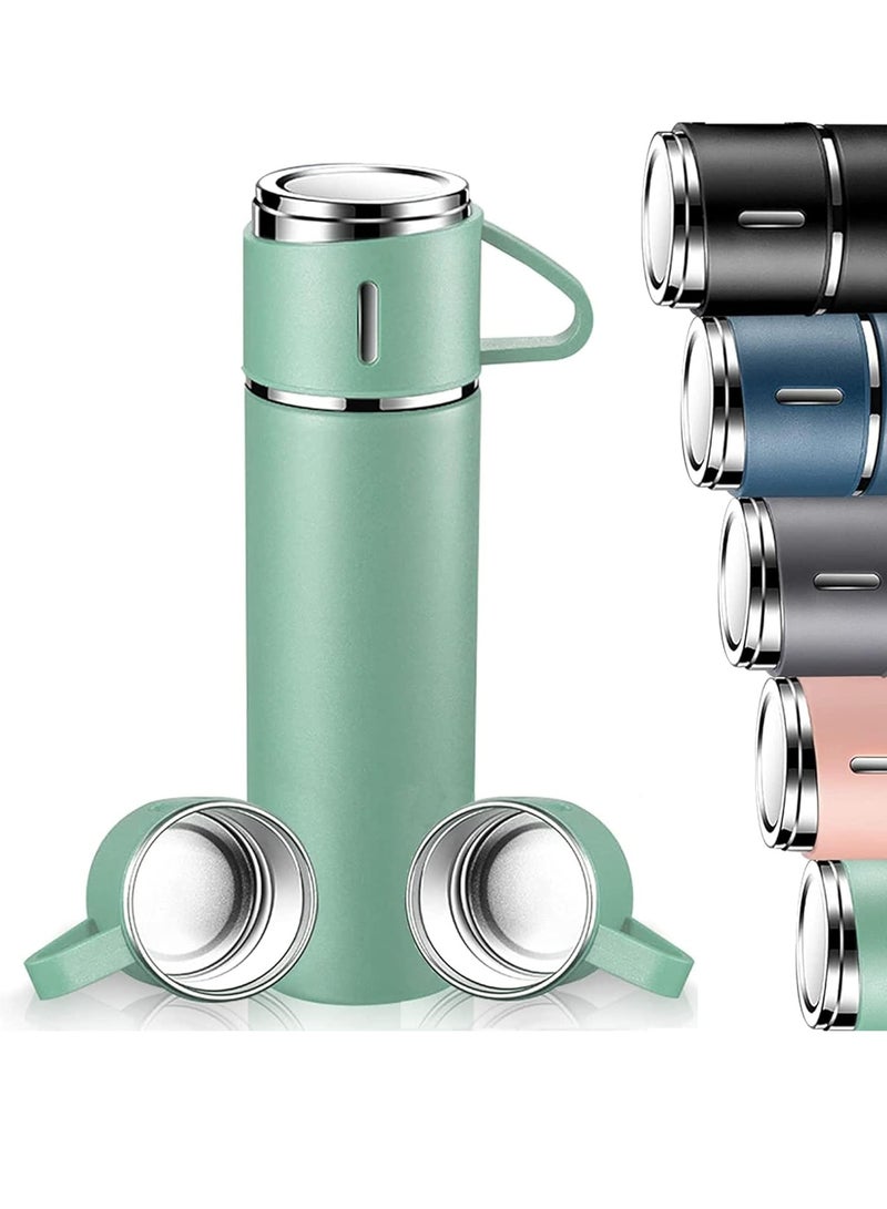 ELTRAZONE 500ml Stainless Steel Vacuum Thermos Flask with Silicone Handle & Insulated Water Bottle – 2 Stainless Steel Cups Set for Hot & Cold Beverages, Outdoor Travel Gift Box (2 PACK, GREEN)  - Image 5