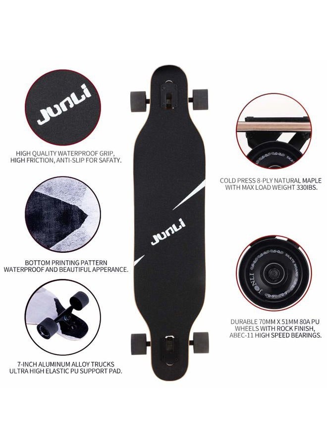 Junli 41 Inch Freeride Skateboard Longboard - Complete Skateboard Cruiser for Cruising, Carving, Free-Style and Downhill Grey Zone - Image 5
