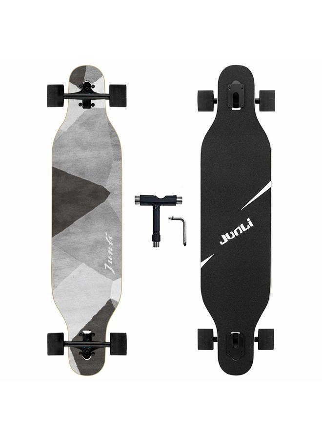 Junli 41 Inch Freeride Skateboard Longboard - Complete Skateboard Cruiser for Cruising, Carving, Free-Style and Downhill Grey Zone - Image 1