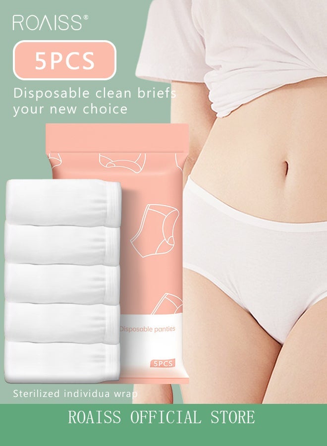 5 Pack Women's Disposable Briefs - High Stretch, Mid-Waist, Sterile, Soft Underwear - Image 1