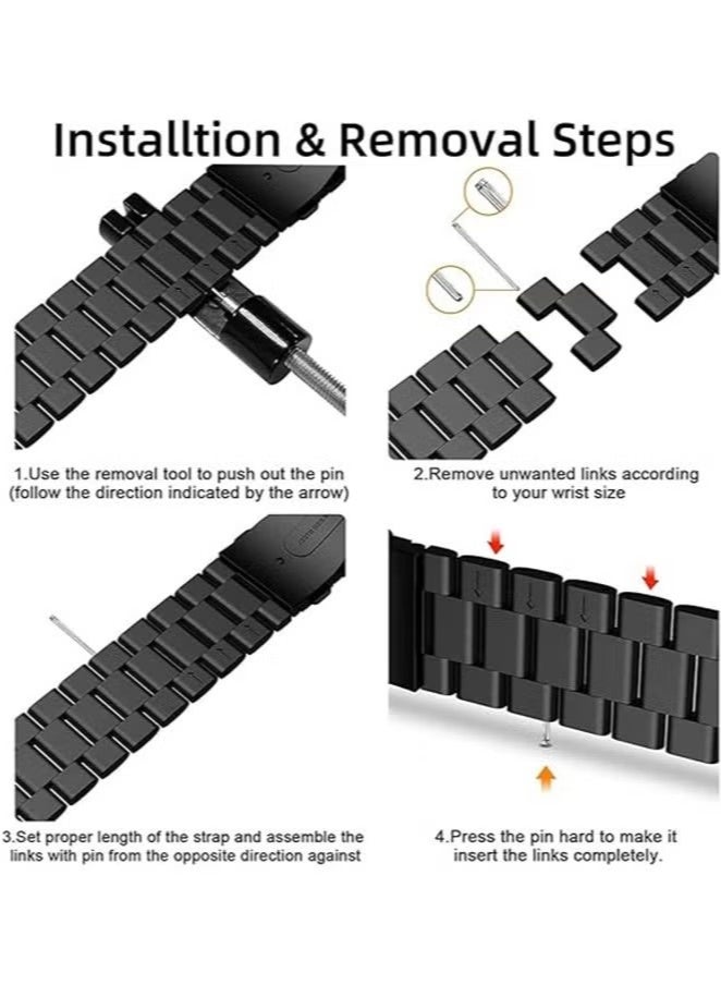 Straps Compatible with Huawei Watch Fit 5/Fit 5Pro /Fit 3/Fit 4/Fit 4Pro Replacement Bands Metal Stainless Steel Business Wristband for Men Women - Image 2