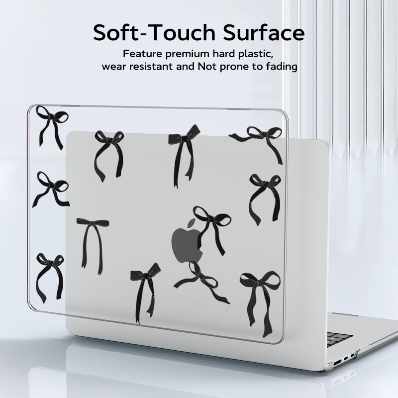 B BELK Compatible with MacBook Air 13 inch Case 2026 2025 2024 2023 2022 Release M4 M3 M2 A3240 A3113 A2681, Plastic Hard Shell+Keyboard Cover+Screen Protector for MacBook Air 13.6 inch Case,Black Bow - Image 4
