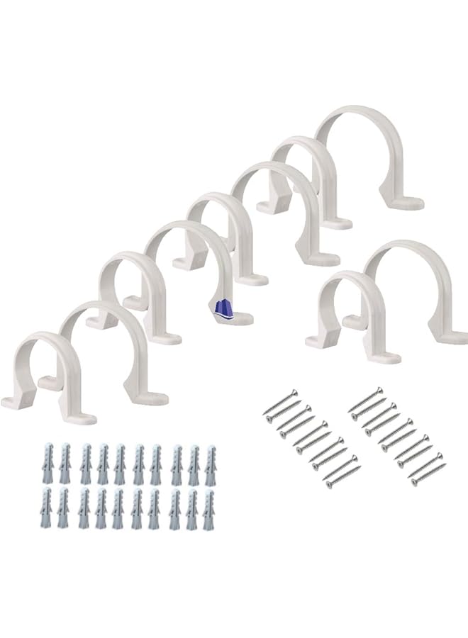Royal Apex PVC White U Clamps Fastener Hanger Pipe Clamps Clip with Screw and Plug, for Conduit Pipe Fixing Bracket and Support Water Pipe and Gas Pipe – 10 Pcs (1 Inch) - Image 1
