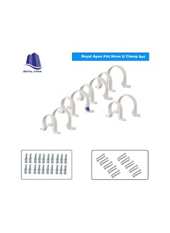 Royal Apex Royal Apex PVC White U Clamps Fastener Hanger Pipe Clamps Clip with Screw and Plug, for Conduit Pipe Fixing Bracket and Support Water Pipe and Gas Pipe – 10 Pcs (1 Inch)  - Image 2