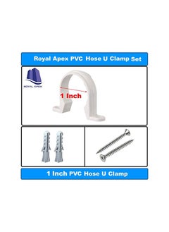 Royal Apex Royal Apex PVC White U Clamps Fastener Hanger Pipe Clamps Clip with Screw and Plug, for Conduit Pipe Fixing Bracket and Support Water Pipe and Gas Pipe – 10 Pcs (1 Inch)  - Image 3