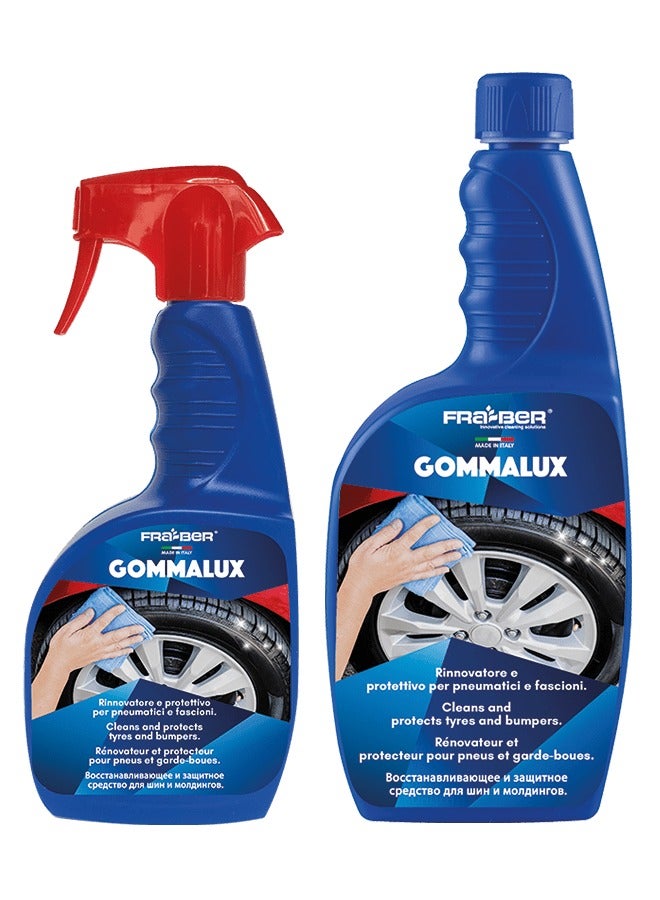 FRA-BER Gommalux Tire Cleaner & Bumper Protector 750ml – Car Tire Shine Spray, Non-Greasy Rubber & Plastic Care, UV Protection, Long-Lasting Tire Dressing, Easy Car Detailing Solution  - Image 2