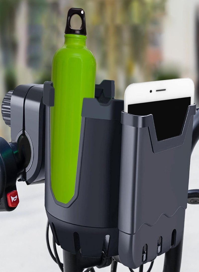 GGOOT Water Bottle Holder Handlebar Mount, Bike Cup Holder with Phone Storage, Bicycle Handlebar Drink Cup Holder, Rotatable Dual-use Phone Holder and Water Bottle Carrier  - Image 2