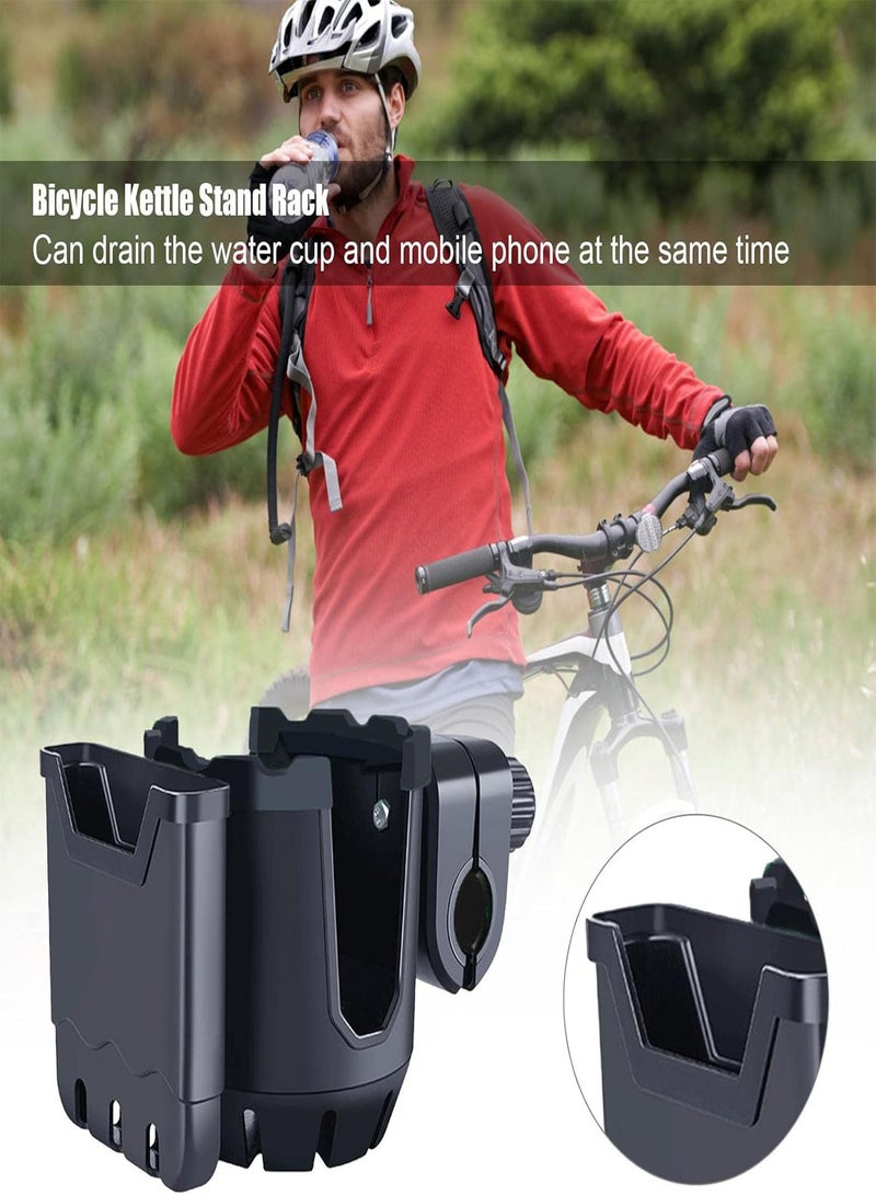 GGOOT Water Bottle Holder Handlebar Mount, Bike Cup Holder with Phone Storage, Bicycle Handlebar Drink Cup Holder, Rotatable Dual-use Phone Holder and Water Bottle Carrier  - Image 3