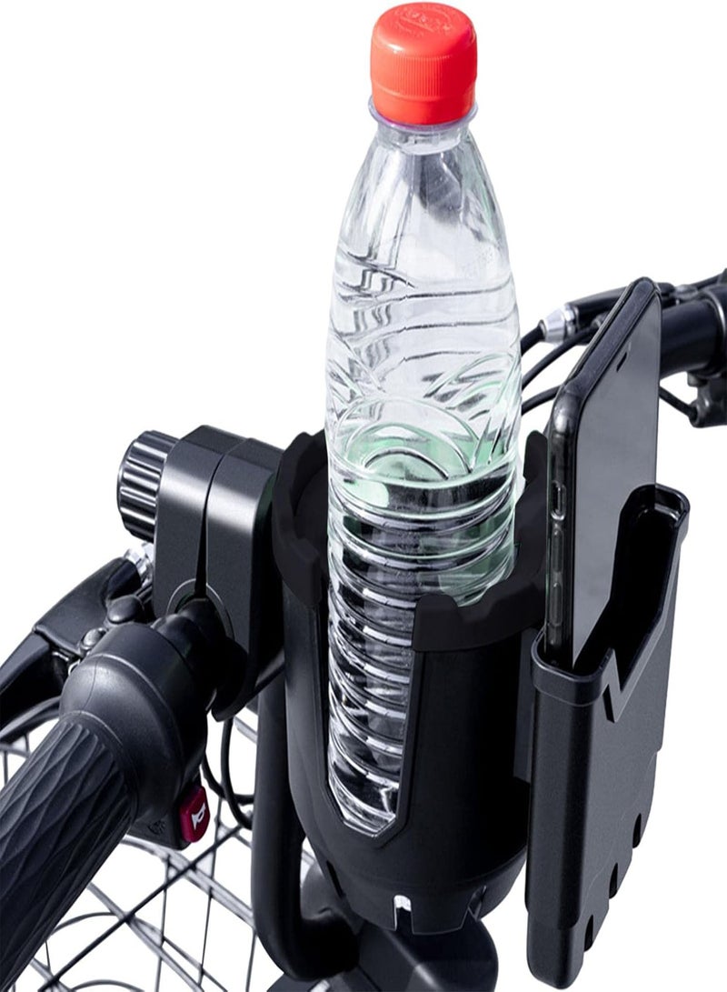 GGOOT Water Bottle Holder Handlebar Mount, Bike Cup Holder with Phone Storage, Bicycle Handlebar Drink Cup Holder, Rotatable Dual-use Phone Holder and Water Bottle Carrier  - Image 1