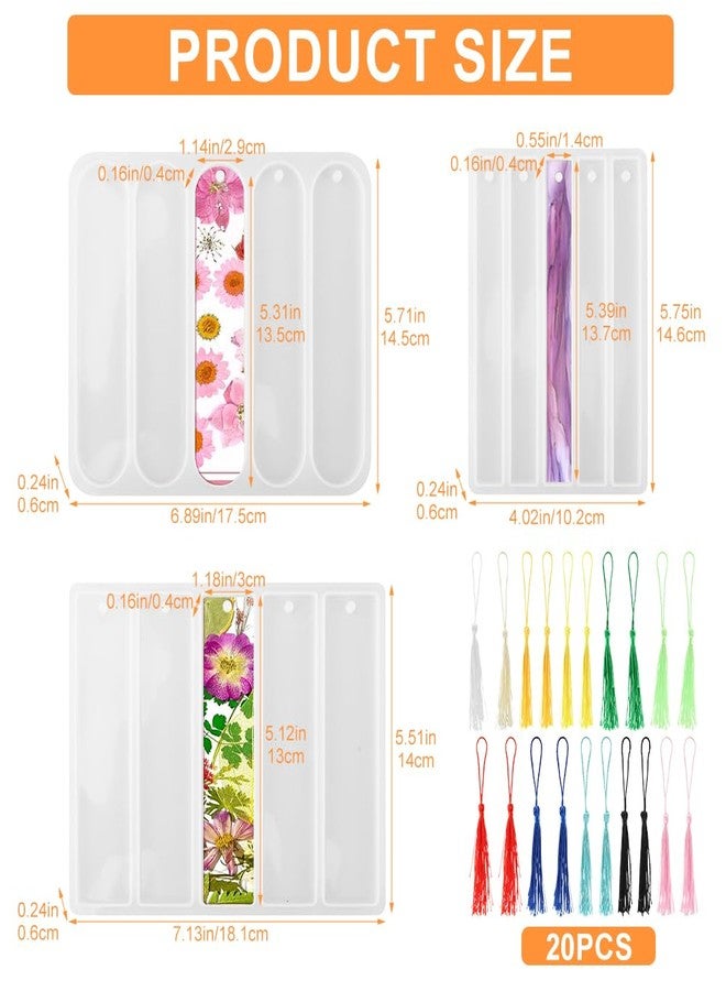 HONUTIGE Silicone Bookmark Molds - Reusable Resin Molds with 20pcs Tassels for Epoxy Casting - Image 2