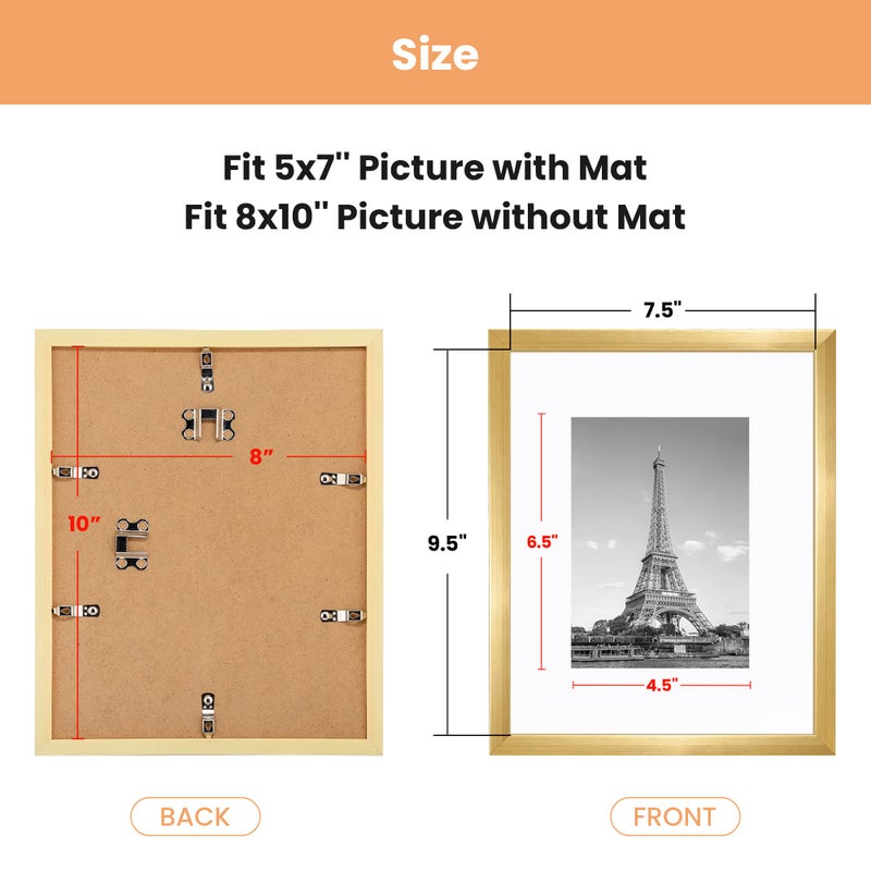 أبس سيمبلز مجموعة إطار صورة 8x10 صورة من 5 صور عرض 5 × 7 مع حصيرة أو 8x10 بدون إطارات صور معرض الحائط - Image 4