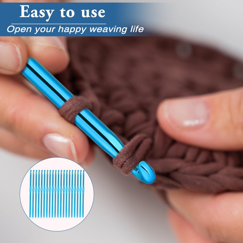 SynHHergyx Crochet Hooks, 20 Pcs 5mm Crochet Hook US Size H (Size 8) Aluminum Knitting Needles Crochet Supplies for DIY Yarn Crafts Beginners (Blue) - Image 4