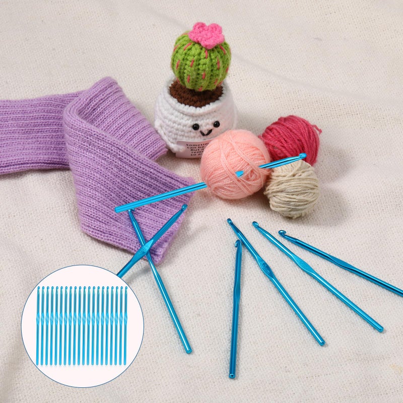 SynHHergyx Crochet Hooks, 20 Pcs 5mm Crochet Hook US Size H (Size 8) Aluminum Knitting Needles Crochet Supplies for DIY Yarn Crafts Beginners (Blue) - Image 5