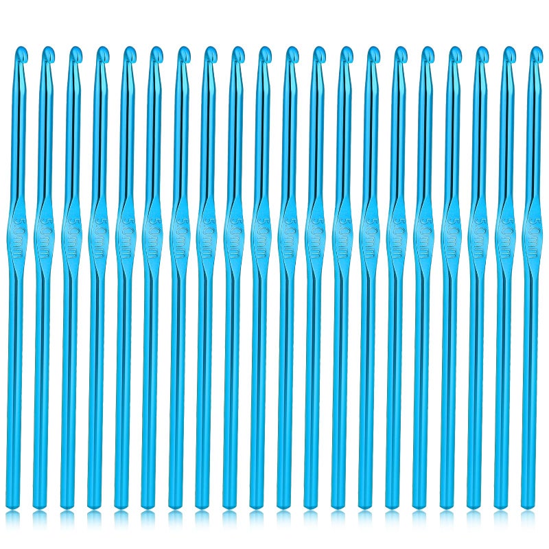SynHHergyx Crochet Hooks, 20 Pcs 5mm Crochet Hook US Size H (Size 8) Aluminum Knitting Needles Crochet Supplies for DIY Yarn Crafts Beginners (Blue) - Image 1