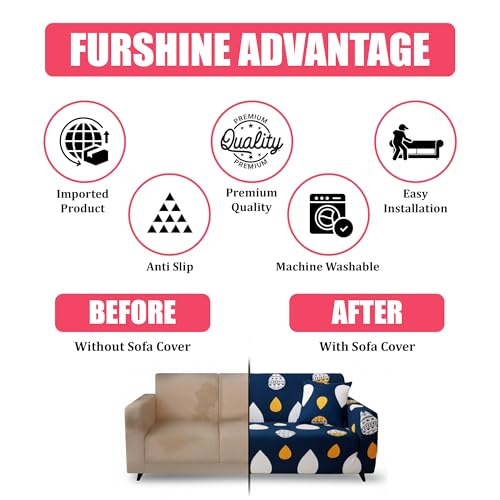 Furshine Sofa Cover 3 Seater and 2 Seater Fully Covered Universal 5 Seater Sofa Cover Non-Slip Sticky Elastic Stretchable Sofa Set Slipcover Protector for (3+1+1 Seater), Blue Drop - Image 3