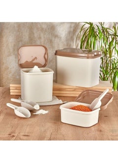 Comprox Vip Ahmet Kumsal Flour and Legumes Container 10 Lt + 4.5 Lt + 1.6 Lt Gray Storage Container Shovel  - Image 1