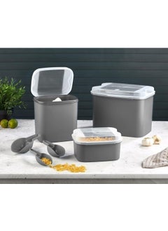 Comprox Vip Ahmet Kumsal Flour and Legumes Container 10 Lt + 4.5 Lt + 1.6 Lt Gray Storage Container Shovel  - Image 2