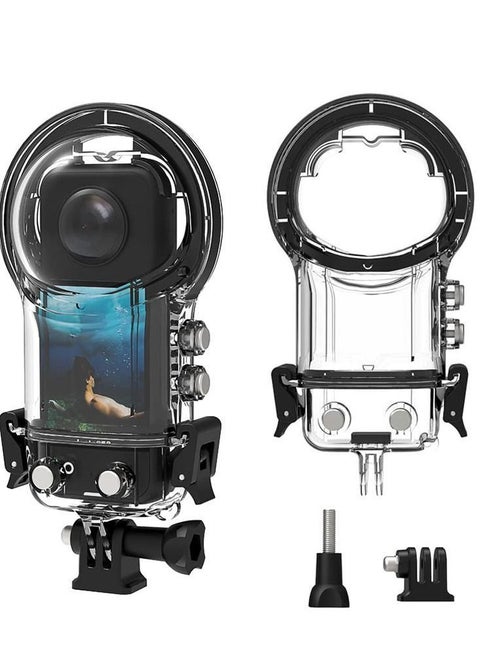 Waterproof Housing Case for Insta360 X3 Action Case, Double Lock Dive Protective Shell WIth Bracket Mount Accessories, 30M Underwater Diving Protection