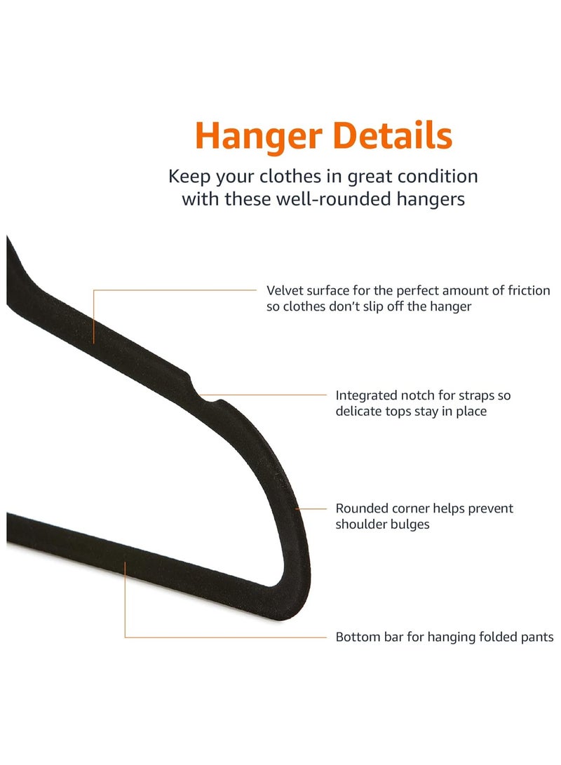 100-Pack Clothes Hangers 45cm Velvet Coat Hangers Non-Slip Space Saving Hangers Adult Hangers(Black) - Image 2