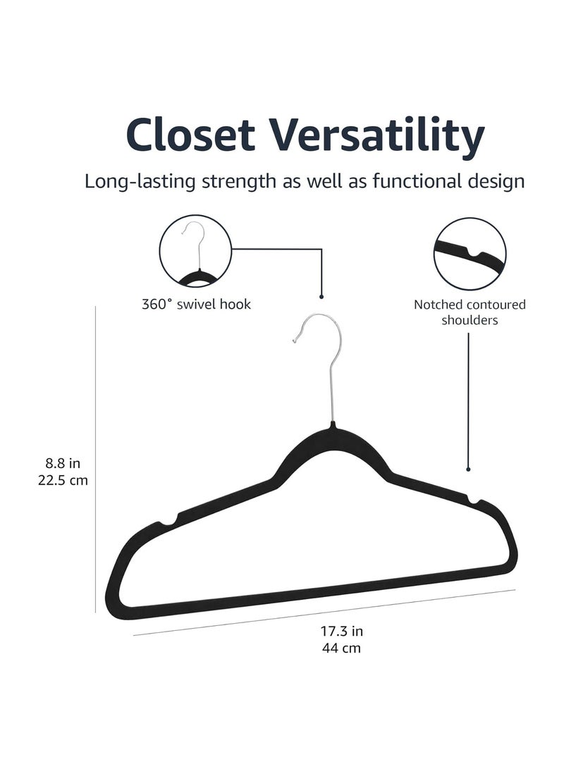 100-Pack Clothes Hangers 45cm Velvet Coat Hangers Non-Slip Space Saving Hangers Adult Hangers(Black) - Image 3