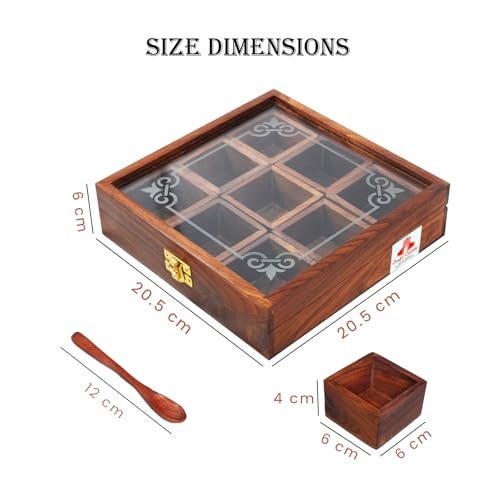 Woodiva Wooden Spices storage box for Kitchen containers with spoon - Image 4