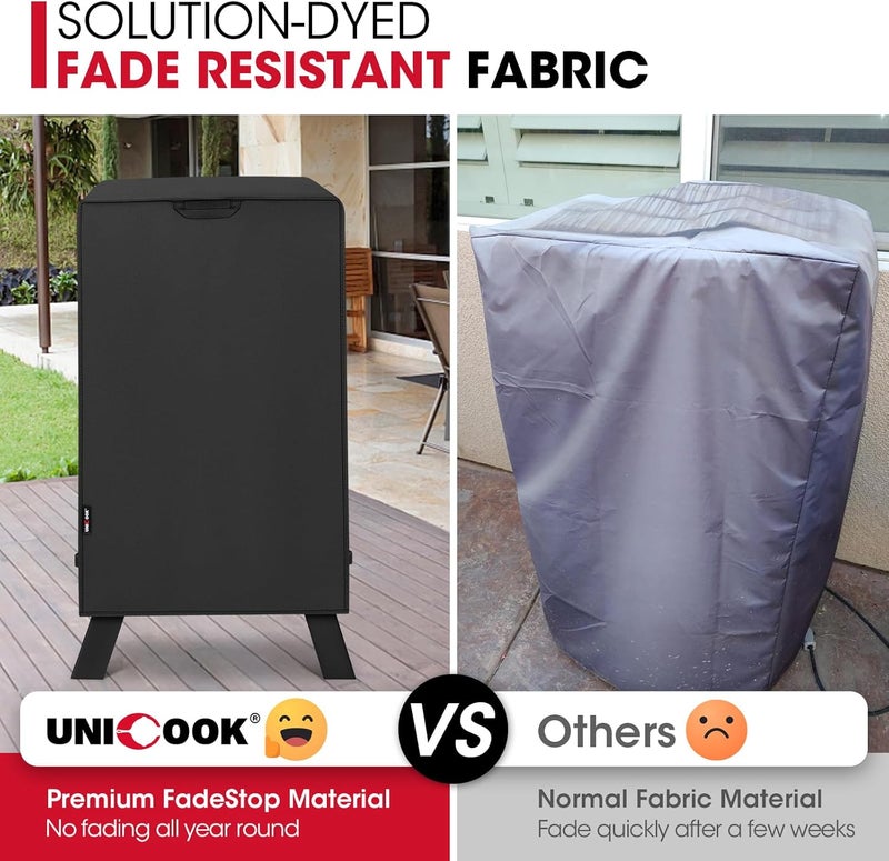 Unicook 40 Inch Smoker Cover for Masterbuilt, Outdoor Electric BBQ Smoker Grill Cover Heavy Duty Waterproof Fade Resistant, 23" W x 17" D x 39" H, Black Local & cross border ship compatible - Image 3