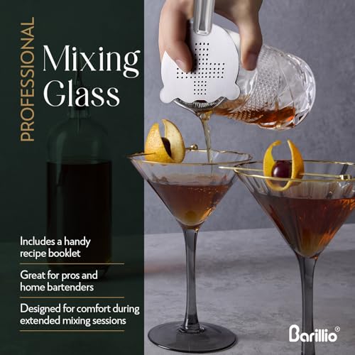barillio 24 Oz Crystal Cocktail Mixing Glass | Seamless Lead-Free Crystal, Weighted Base Stirring Pitcher - Image 4