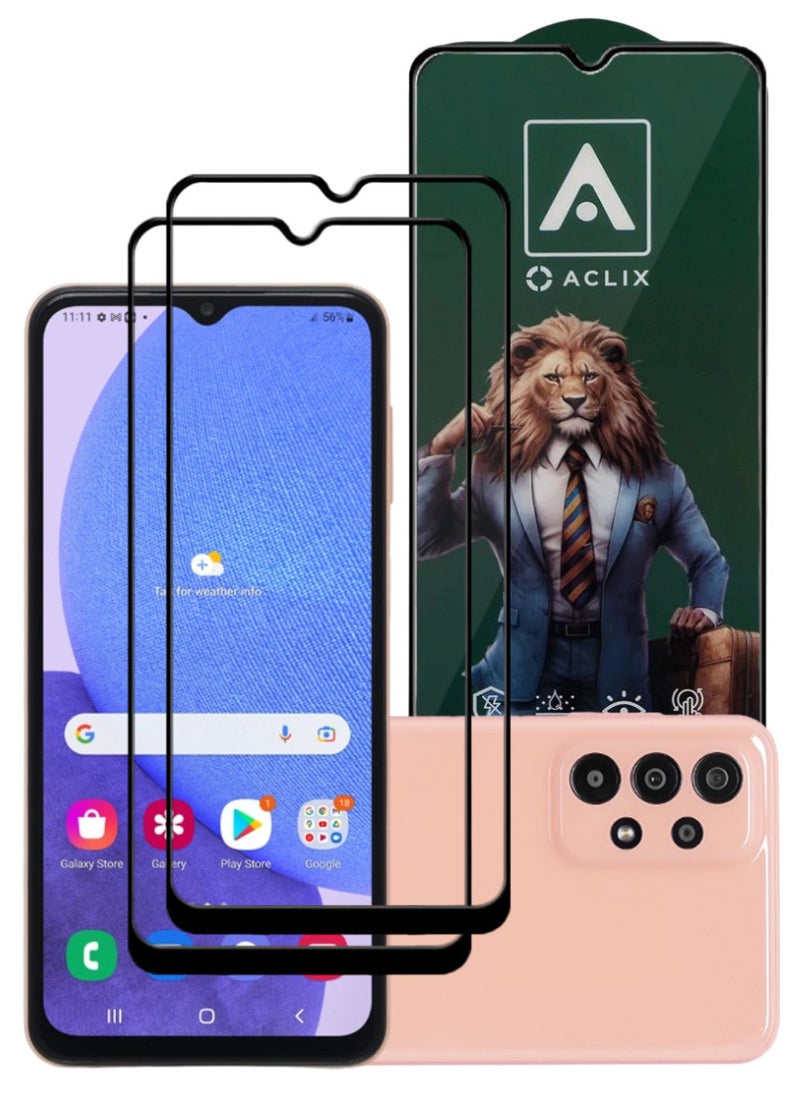 ACLIX 2 Pieces Antistatic ESD Dustproof Premium Quality High Definition Tempered Glass Screen Protector Designed For Samsung Galaxy A23 - Image 1