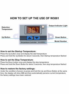 Excefore Digital Temperature Controller LED Thermostat Switch,Temperature Relay Switch Module Programmable Minus 50 to 110 Degree Heating Cooling Thermostat (12V 10A 120W) (2 Pieces)  - Image 3