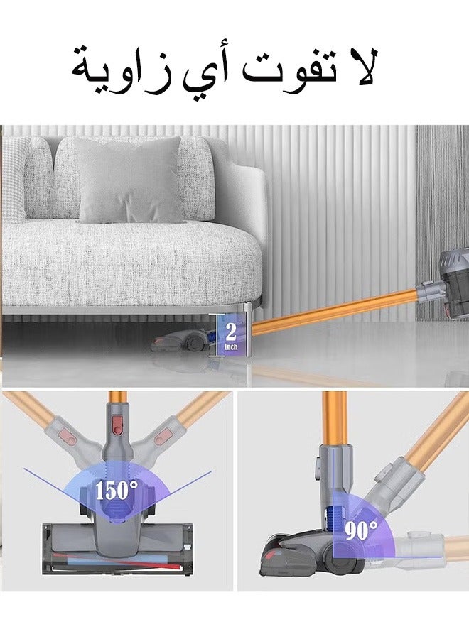 عربست مكنسة كهربائية لاسلكية 3 في 1 - شفط قوي 25KPA للشعر والموكيت والأرضيات | إضاءة LED، صامت، بطارية طويلة الامد | مكنسة جافة ورطبة محمولة - Image 4
