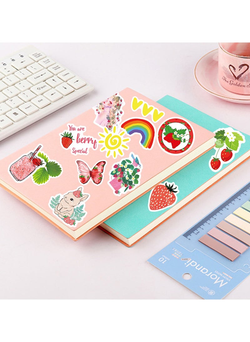 قوس قزح أورينبو مجموعة من 50 ملصق فينيل بتصميم فراولة لطيفة للمراهقين والأولاد والبنات والبالغين وزجاجات المياه والكمبيوتر المحمول والسيارة والجيتار ولوح التزلج والكمبيوتر بتصميم حلوى، ملصق فينيل مقاوم للماء بتصميم جمالي عصري لطيف - Image 3
