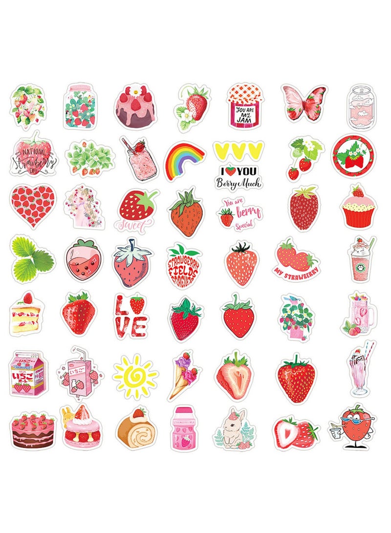 قوس قزح أورينبو مجموعة من 50 ملصق فينيل بتصميم فراولة لطيفة للمراهقين والأولاد والبنات والبالغين وزجاجات المياه والكمبيوتر المحمول والسيارة والجيتار ولوح التزلج والكمبيوتر بتصميم حلوى، ملصق فينيل مقاوم للماء بتصميم جمالي عصري لطيف - Image 4