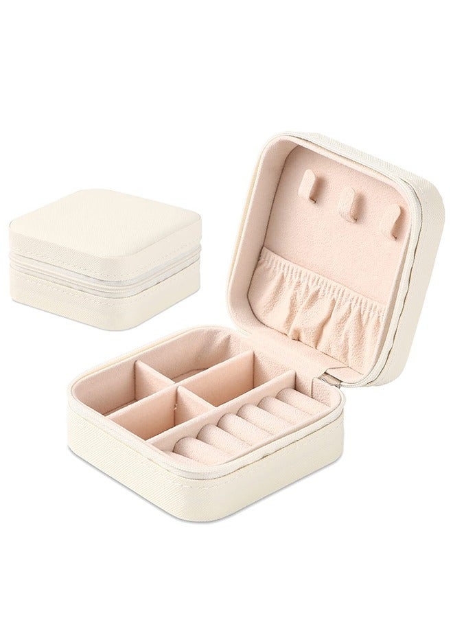 رولستيمي صندوق مجوهرات للسفر ، صناديق سفر مجوهرات صغيرة محمولة ، منظم مجوهرات صغير للخواتم ، الأقراط ، المعلقات ، الساعات ، القلائد ، أحمر الشفاه المنظم حامل التخزين ، أبيض - Image 1