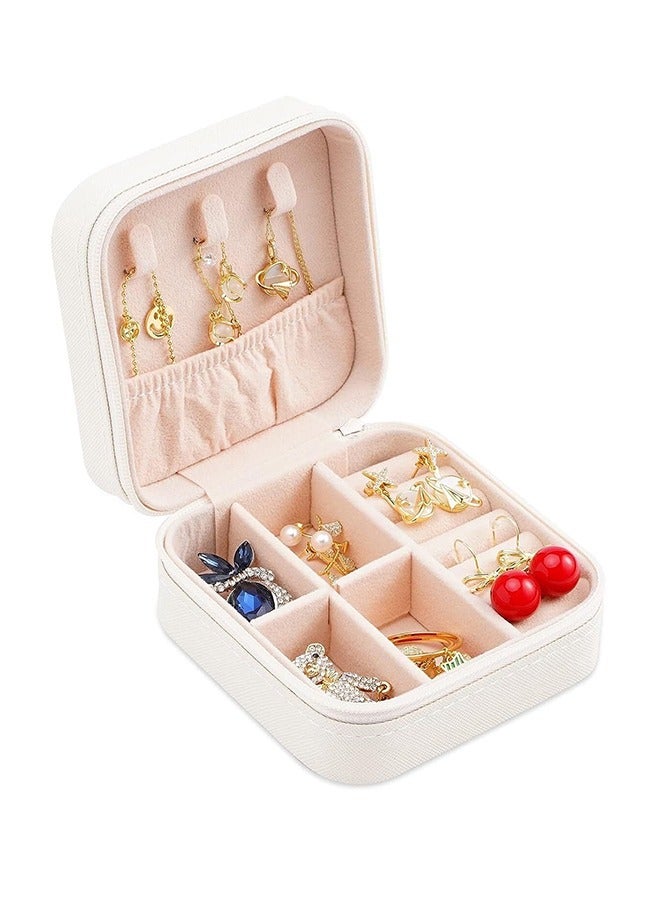 رولستيمي صندوق مجوهرات للسفر ، صناديق سفر مجوهرات صغيرة محمولة ، منظم مجوهرات صغير للخواتم ، الأقراط ، المعلقات ، الساعات ، القلائد ، أحمر الشفاه المنظم حامل التخزين ، أبيض - Image 2