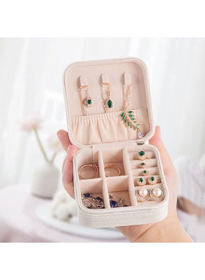 رولستيمي صندوق مجوهرات للسفر ، صناديق سفر مجوهرات صغيرة محمولة ، منظم مجوهرات صغير للخواتم ، الأقراط ، المعلقات ، الساعات ، القلائد ، أحمر الشفاه المنظم حامل التخزين ، أبيض - Image 3