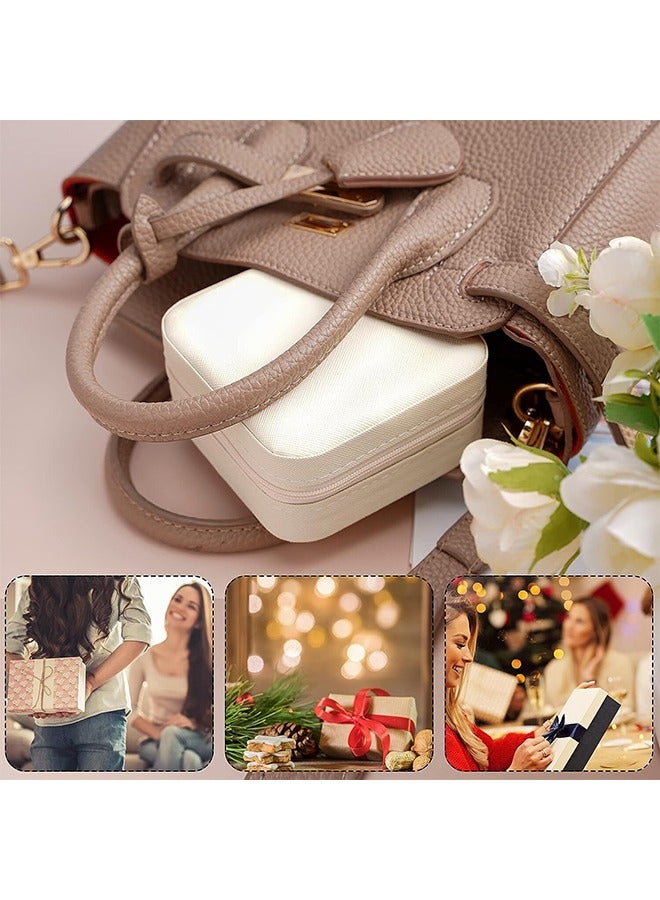 رولستيمي صندوق مجوهرات للسفر ، صناديق سفر مجوهرات صغيرة محمولة ، منظم مجوهرات صغير للخواتم ، الأقراط ، المعلقات ، الساعات ، القلائد ، أحمر الشفاه المنظم حامل التخزين ، أبيض - Image 5