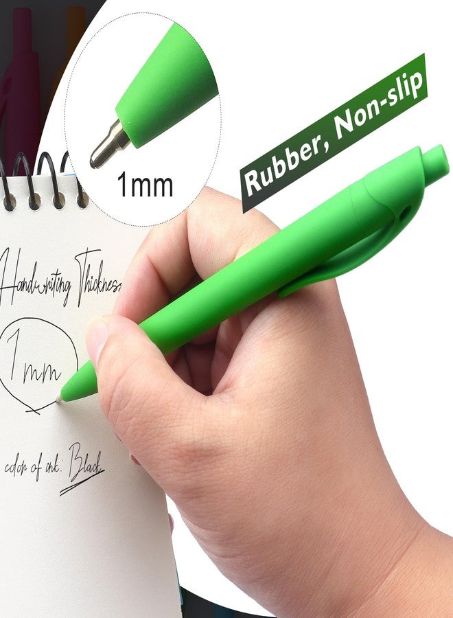 Bribobo Ballpoint Pen No Bleed Medium Point Retractable Ballpoint Pens, 1.0MM Black Ink, 8 Pack, Colorful - Image 5
