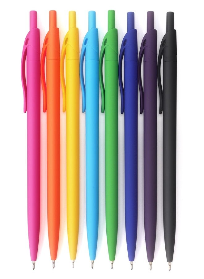 Bribobo Ballpoint Pen No Bleed Medium Point Retractable Ballpoint Pens, 1.0MM Black Ink, 8 Pack, Colorful - Image 1